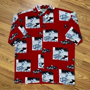 Vintage Hip Hop Graffiti Button Up Shirt Size XL Breakdancing Bboy Streetwear
